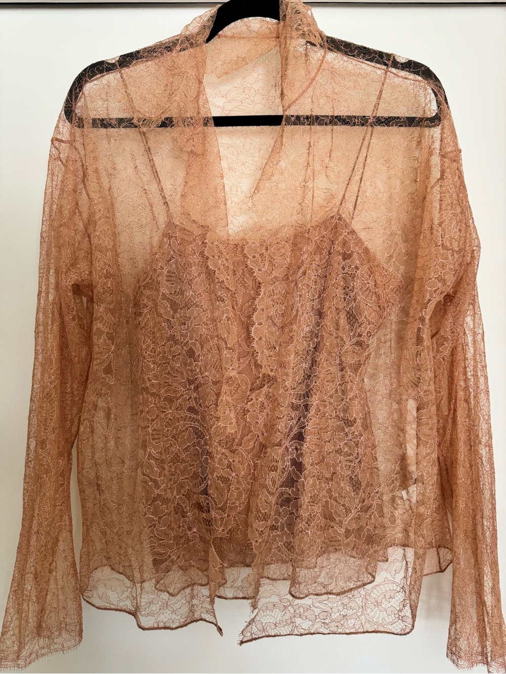 Calvin Klein Sheer Lace Camisole and Matching Long-Sleeve Cover-Up -VINTAGE